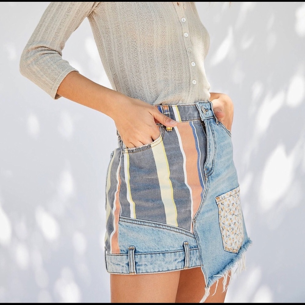 Urban Outfitters Patchwork Denim Skirt
